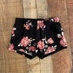 Collete girls size 3T floral stretch knit short in pink and black